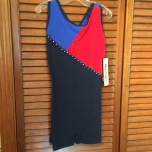 Leotard Body Wrappers Bike A Tard style Red and Blue Size Girls 16 NWT